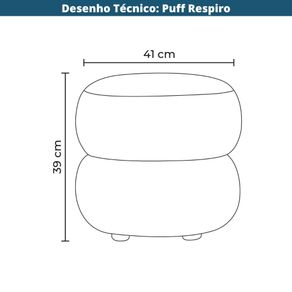 14 Puff Redondo Respiro Rivatti 39 cm -Altura- Estofado em Boucle Off White Desenho Tecnico